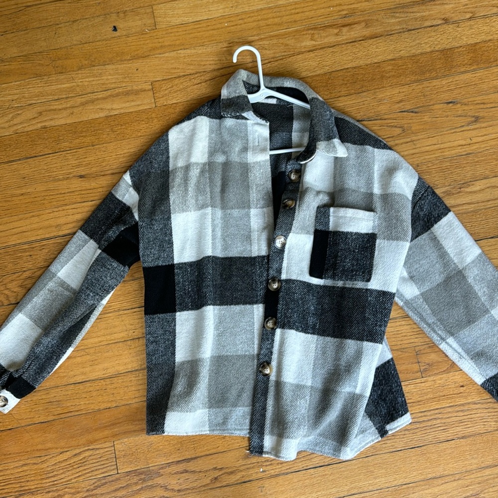 Black and white checkered over sized shacket